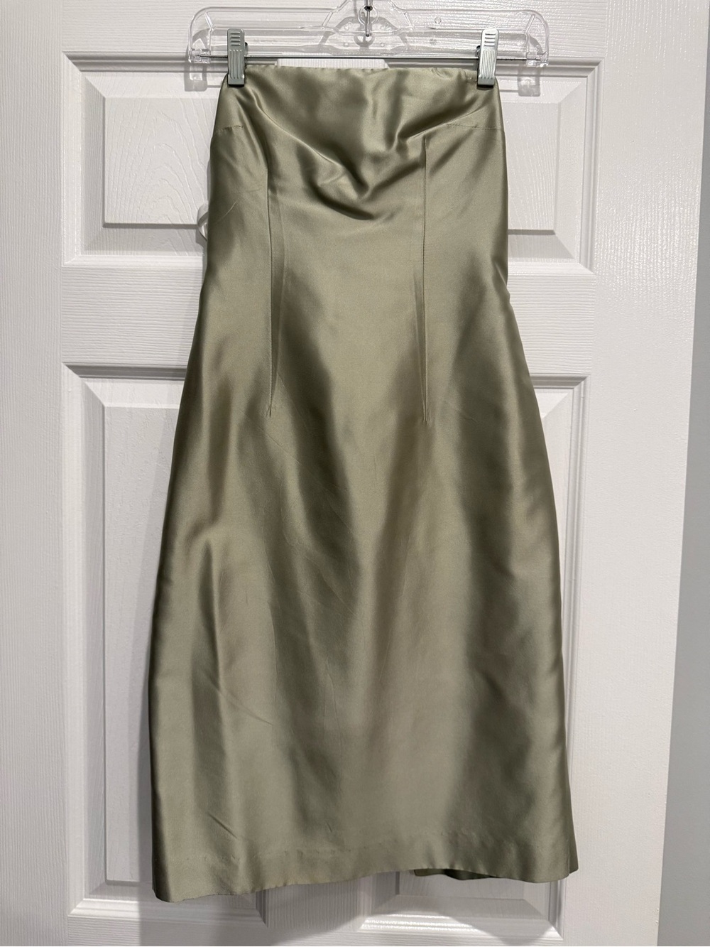 Cynthia Rowley Satin fitted formal strapless  Dress in Moss Green